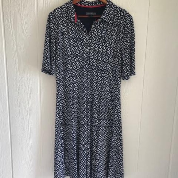 Jessica Howard Black and White Polka Dot Dress with Red Accents - Picture 3 of 7